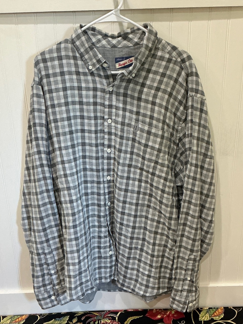 Johnnie-O Gray and White Plaid Button-Down Shirt